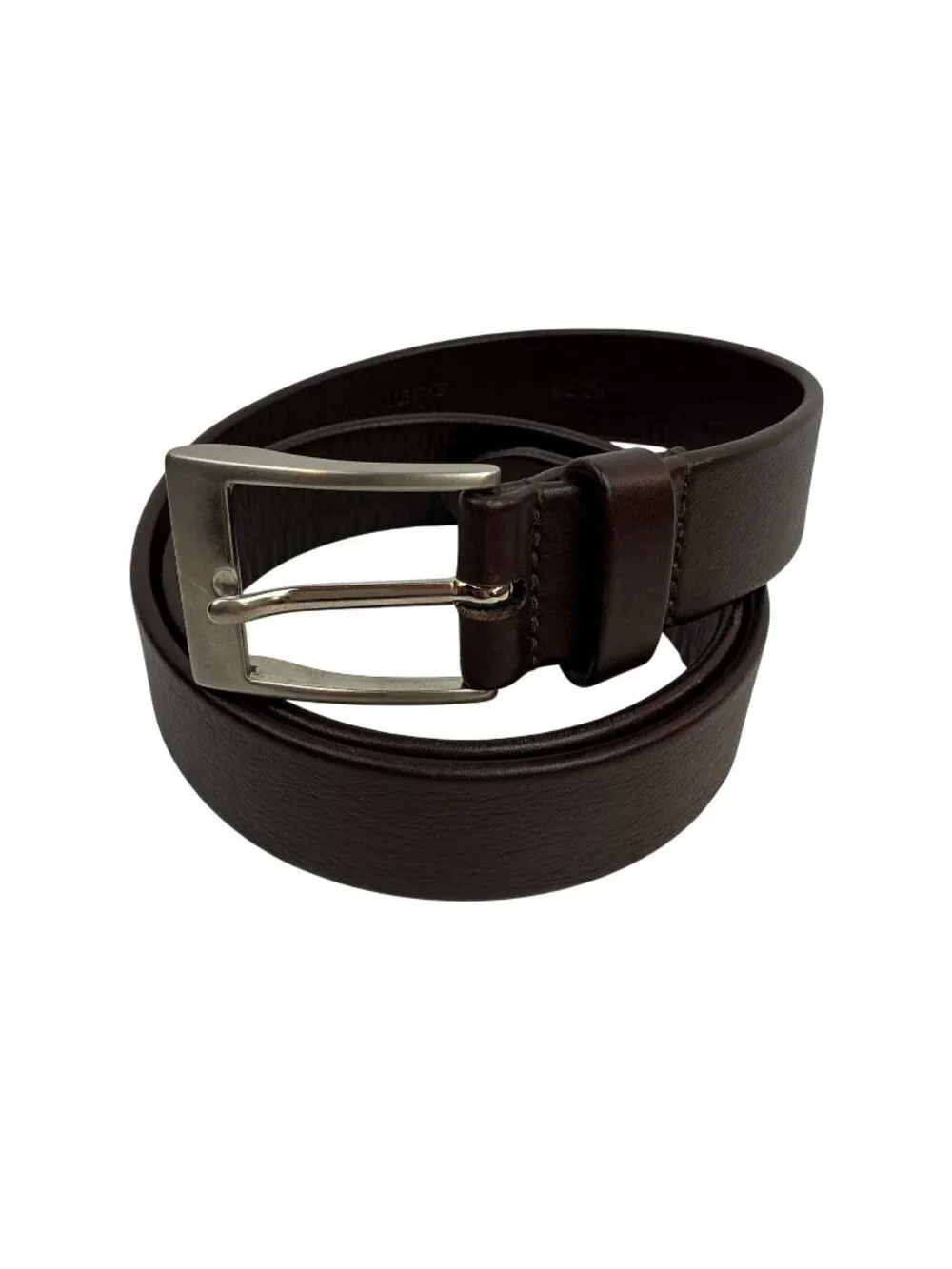 Woodward Genuine Leather Belt Mens 36 Dark Brown Silver Buckle Classic Style